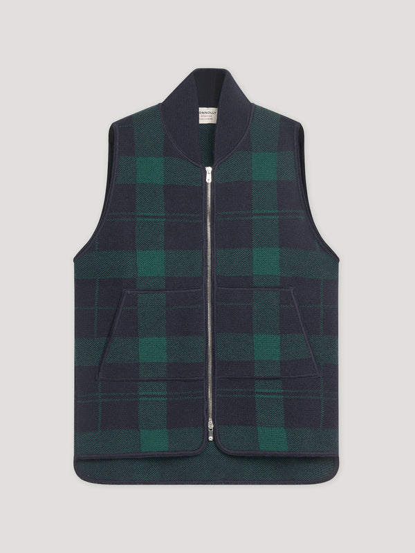 Navy/Loden Plaid Car Vest