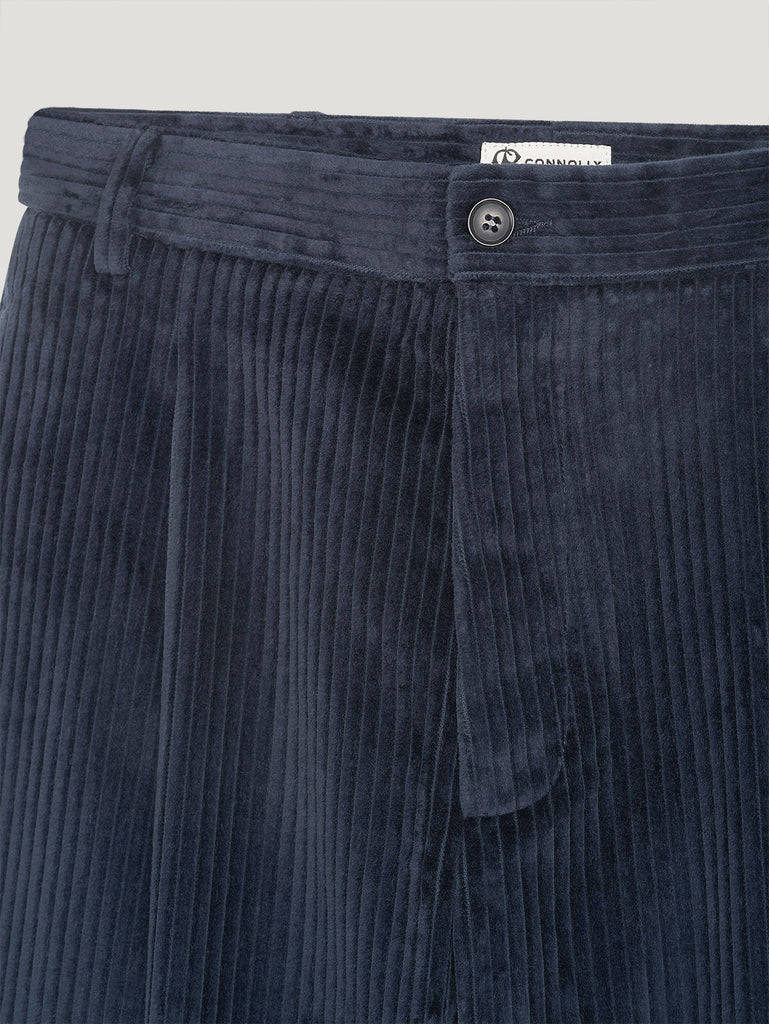 Navy Cord Relaxed Tapered Trousers | Connolly Corduroy Trousers