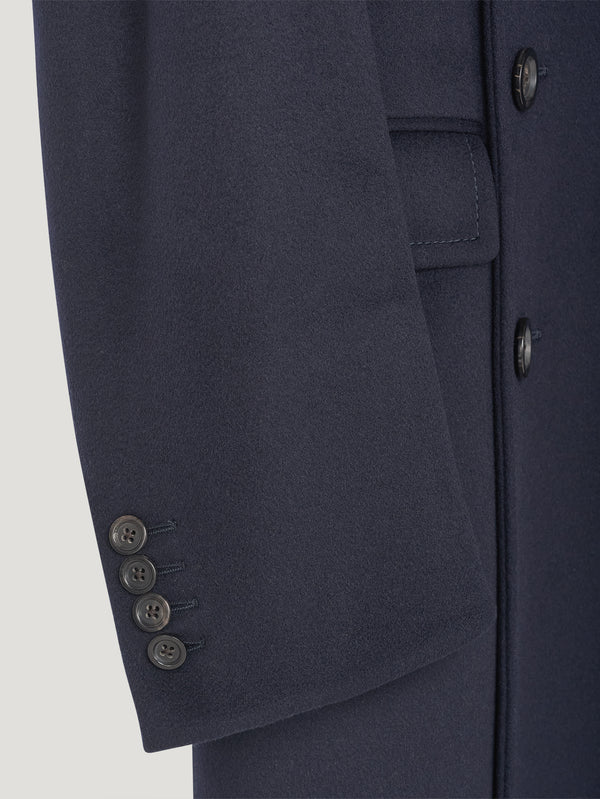 Navy Double Breasted Peak Label Long Coat