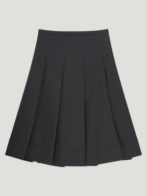 Black Flannel Pleated Skirt