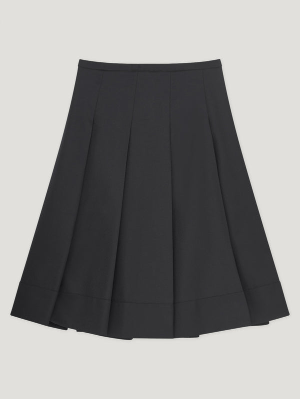 Black Flannel Pleated Skirt