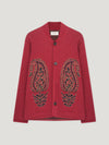 Dark Red Single Breasted Paisley Jacket