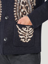 Navy Single Breasted Paisley Jacket