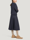 Navy Pleated Skirt Wool