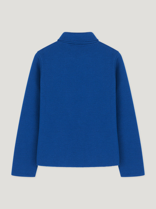 Blue Wool Short Double Breasted Mac