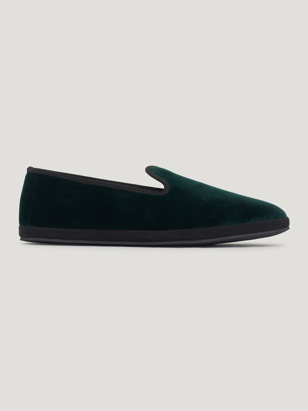 Forest Green Velvet Slippers