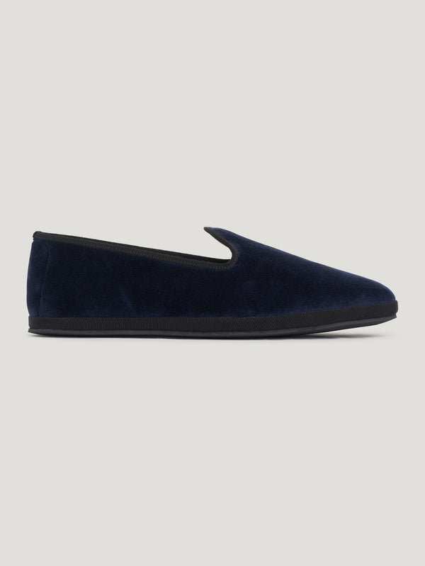 Midnight Blue Velvet Slippers