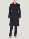 Double Breasted Navy Peak Lapel Coat