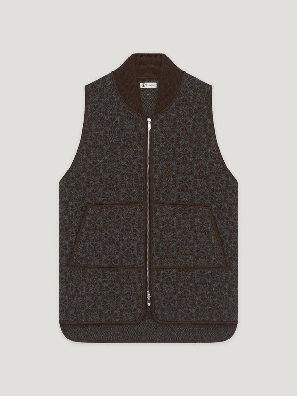 Brown & Grey Folk Car Vest