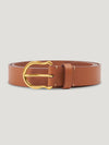 Tan Plain Shield Gold Buckle Belt