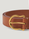 Tan Plain Shield Gold Buckle Belt