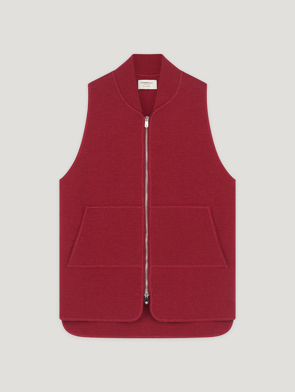 Dark Red Wool Drop Back Car Vest