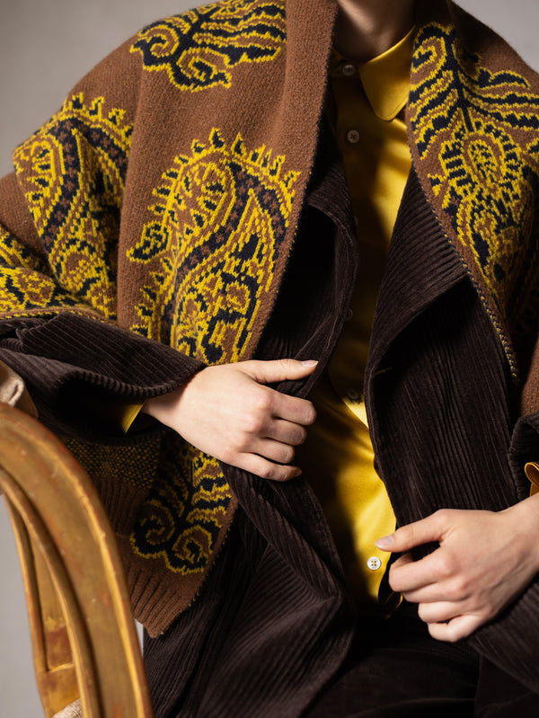 Vicuna Lambswool Paisley Jacquard Shawl