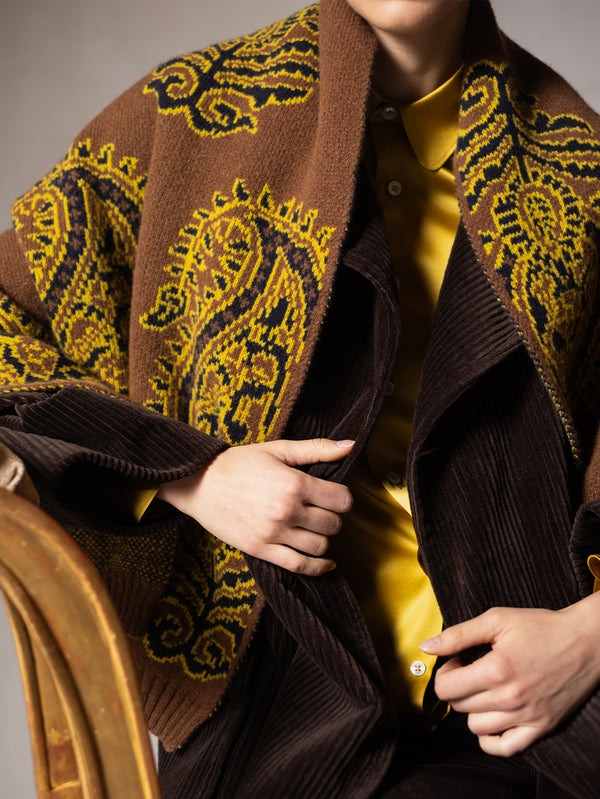 Vicuna Lambswool Paisley Jacquard Shawl