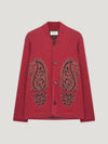 Dark Red Single Breasted Paisley Jacket