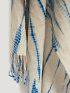 Royal Blue and Ivory Fringed Scarf