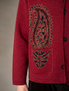 Dark Red Single Breasted Paisley Jacket