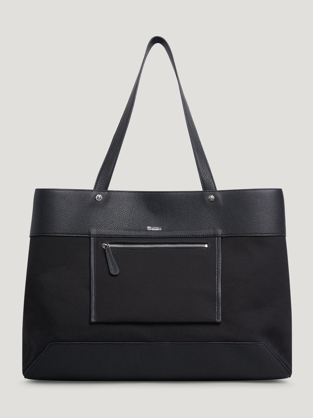 Black Pocket Tote Connolly Tote Bag Canvas and Leather Tote Bag