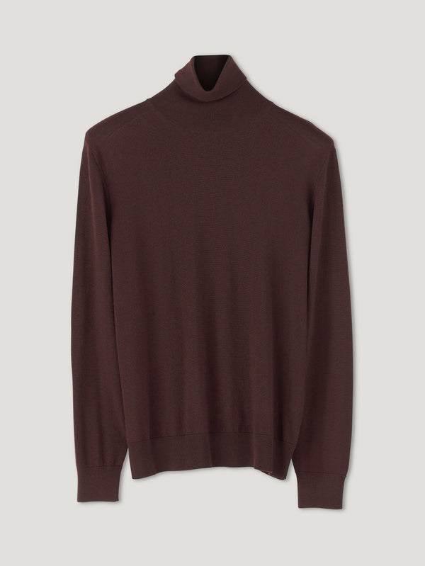 Chocolate Brown Connolly Classic Merino Roll Neck