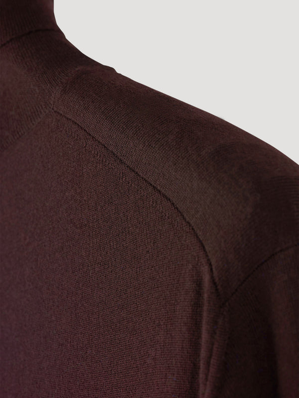 Chocolate Brown Connolly Classic Merino Roll Neck